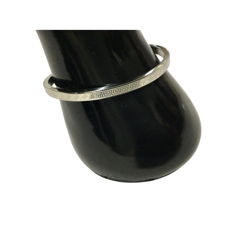 Silver Tone Greek Key Pattern‎ Bangle Bracelet Fashion Jewelry Women